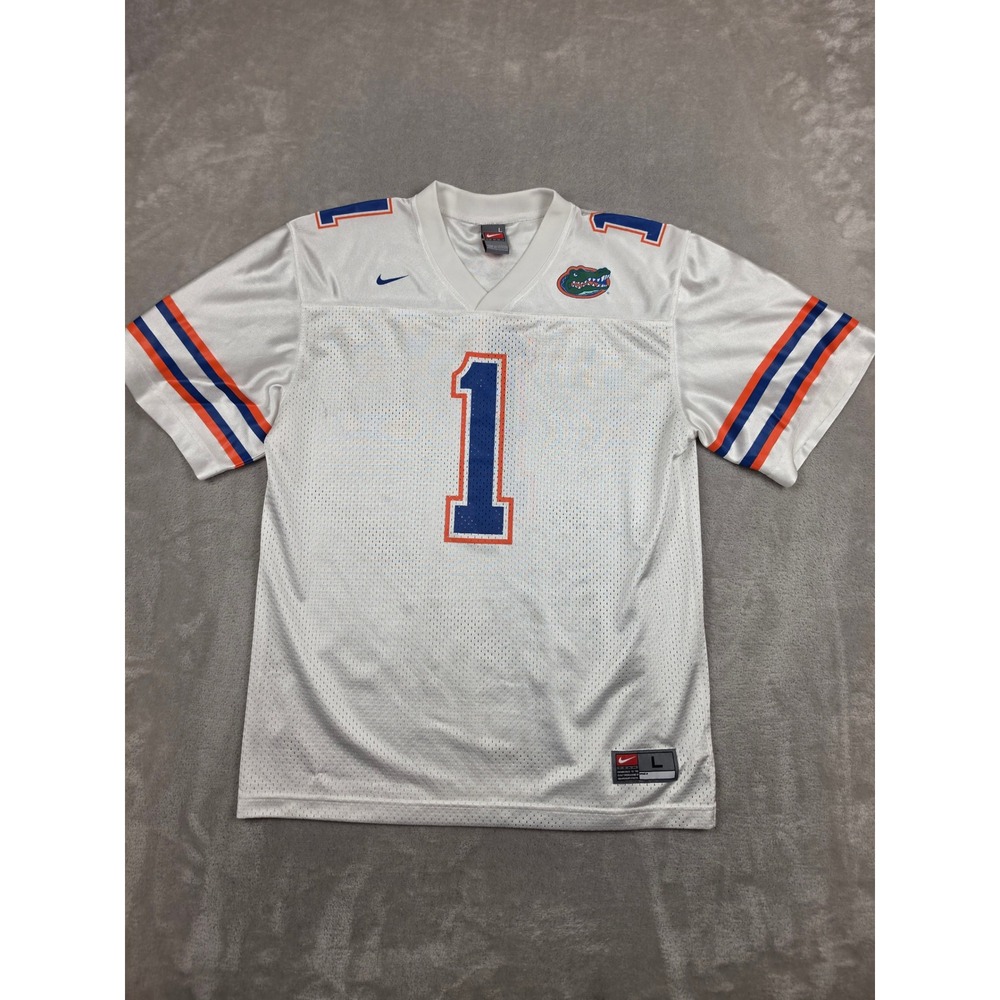 Vintage Nike Florida Gators Jersey Womens L White V-Neck Mesh Football #1 *Read